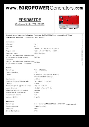Grupos electrógenos diesel Europower EPSR85TDE (LS)