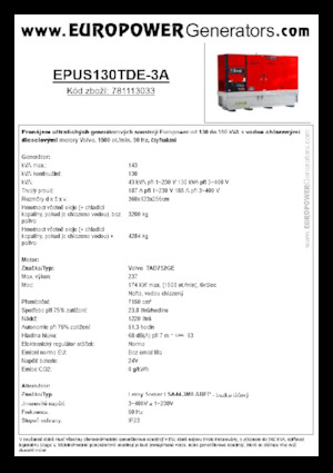Grupos electrógenos diesel Europower EPUS130TDE-3A (LS)