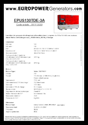 Grupos electrógenos diesel Europower EPUS130TDE-3A (LS)
