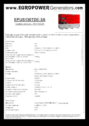 Grupos electrógenos diesel Europower EPUS130TDE-3A (LS)