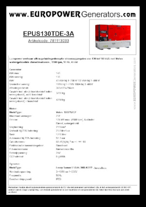 Grupos electrógenos diesel Europower EPUS130TDE-3A (LS)