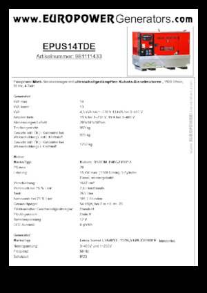 Grupos electrógenos diesel Europower EPUS14TDE (LS)