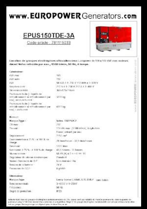 Grupos electrógenos diesel Europower EPUS150TDE-3A (LS)
