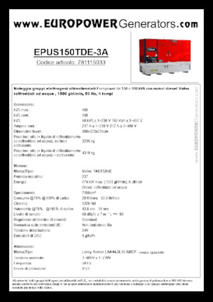 Grupos electrógenos diesel Europower EPUS150TDE-3A (LS)
