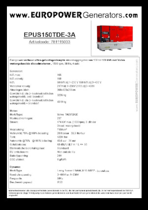 Grupos electrógenos diesel Europower EPUS150TDE-3A (LS)