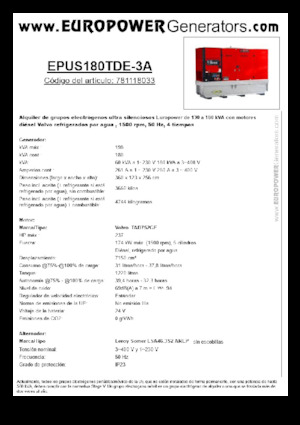 Grupos electrógenos diesel Europower EPUS180TDE-3A (LS)