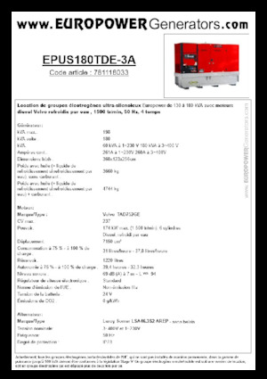 Grupos electrógenos diesel Europower EPUS180TDE-3A (LS)
