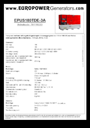 Grupos electrógenos diesel Europower EPUS180TDE-3A (LS)