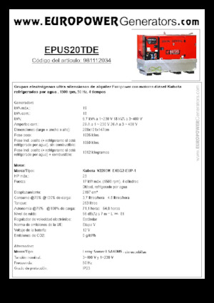 Grupos electrógenos diesel Europower EPUS20TDE (LS)