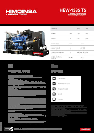 Grupos electrógenos diesel HIMOINSA HBW-1385 T5