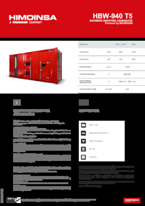 Grupos electrógenos diesel HIMOINSA HBW-940 T5