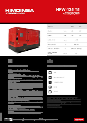 Grupos electrógenos diesel HIMOINSA HFW-125 T5