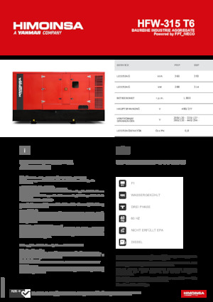 Grupos electrógenos diesel HIMOINSA HFW-315 T6