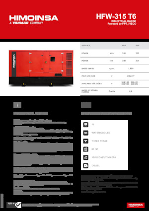 Grupos electrógenos diesel HIMOINSA HFW-315 T6
