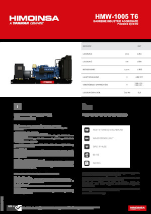 Grupos electrógenos diesel HIMOINSA HMW-1005 T6