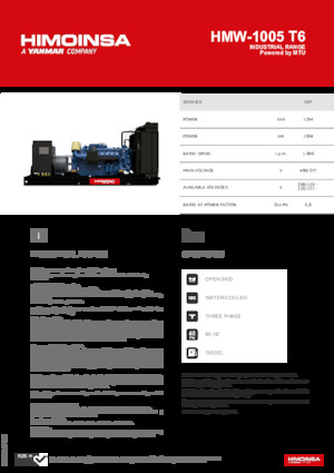 Grupos electrógenos diesel HIMOINSA HMW-1005 T6