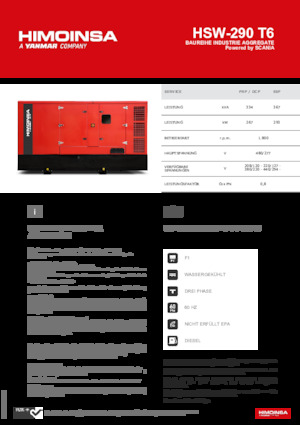 Grupos electrógenos diesel HIMOINSA HSW-290 T6