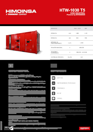 Grupos electrógenos diesel HIMOINSA HTW-1030 T5