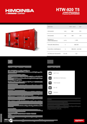 Grupos electrógenos diesel HIMOINSA HTW-920 T5