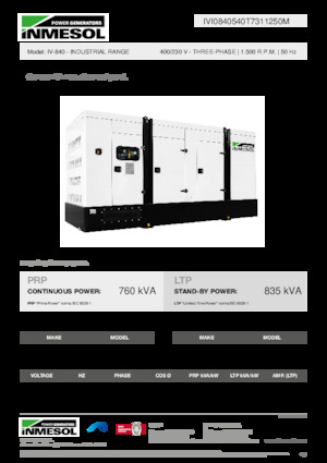 Grupos electrógenos diesel INMESOL IV-840