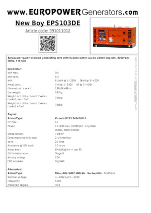 Grupos electrógenos diesel Europower New Boy EPS103DE (MA)