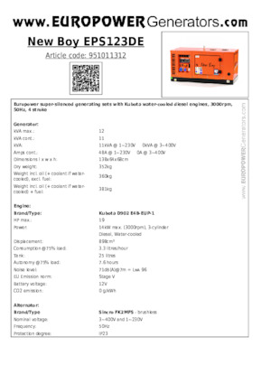 Grupos electrógenos diesel Europower New Boy EPS123DE (S)