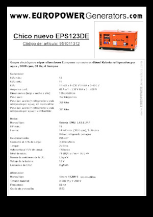 Grupos electrógenos diesel Europower New Boy EPS123DE (S)