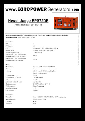 Grupos electrógenos diesel Europower New Boy EPS73DE (S)