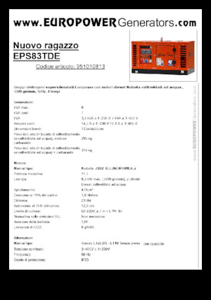 Grupos electrógenos diesel Europower New Boy EPS83TDE (S)