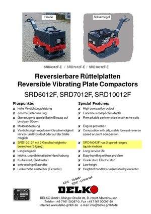 Planchas vibratorias reversibles Delko SRD 10012 F/-E