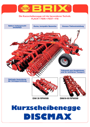 Gradas de disco -gancho Brix Discmax 40 RPW Ø 500