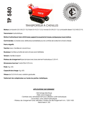 Dúmperes de orugas Camisa TP 580