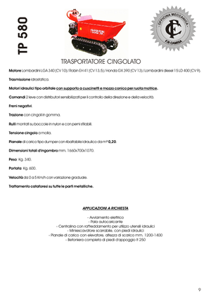 Dúmperes de orugas Camisa TP 580