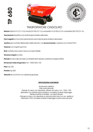 Dúmperes de orugas Camisa TP 680