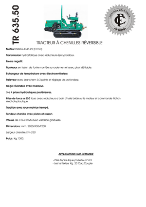 Tractores agrículas de orugas Camisa TR 635.50
