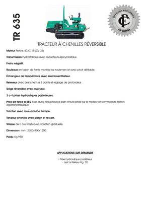 Tractores agrículas de orugas Camisa TR 635