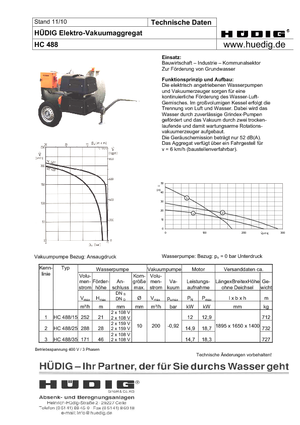 Bombas de recucción del nivel freático Hüdig HC 488/15