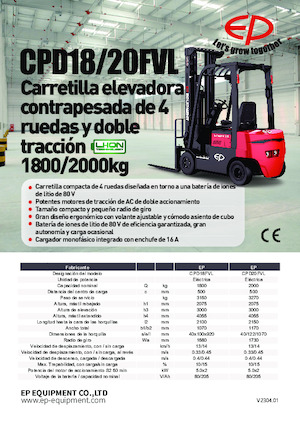 Carretillas elevadoras eléctricas EP CPD18FVL