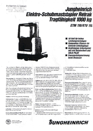Carretillas elevadoras eléctricas Jungheinrich ETM/ETV 110