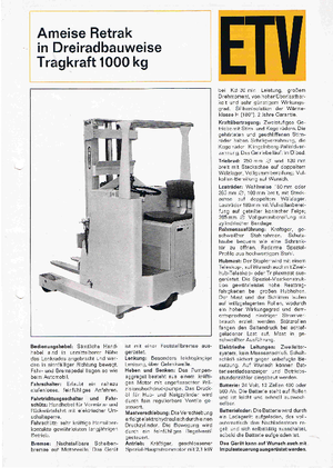 Carretillas elevadoras eléctricas Jungheinrich Retrak ETM/ETV 10