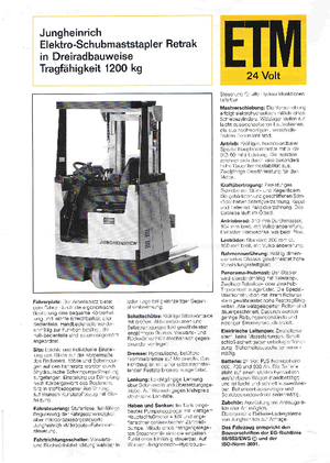 Carretillas elevadoras eléctricas Jungheinrich Retrak ETM/ETV 12