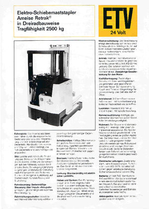 Carretillas elevadoras eléctricas Jungheinrich Retrak ETM/ETV 25