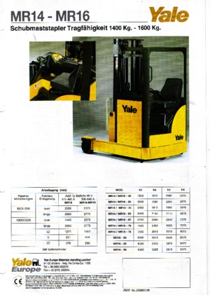 Carretillas elevadoras eléctricas Yale MR 14