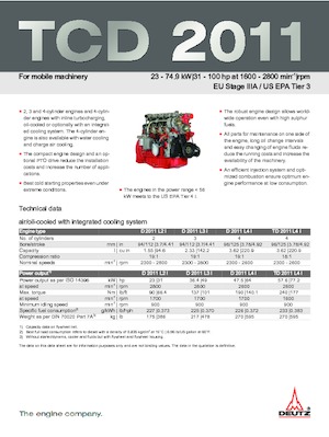 Motores Deutz TCD 2011 L4 W