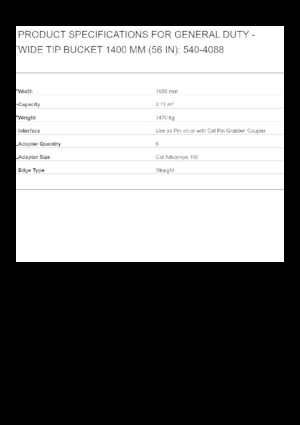 Cucharas de excavadoras Caterpillar 1400 MM