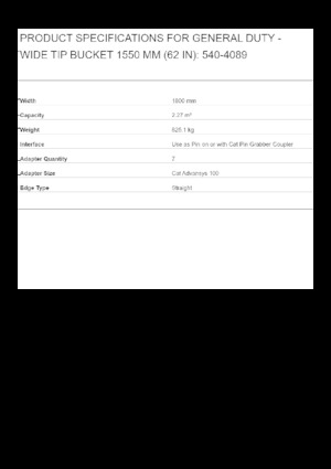 Cucharas de excavadoras Caterpillar 1550 MM