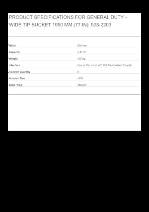 Cucharas de excavadoras Caterpillar 1950 MM