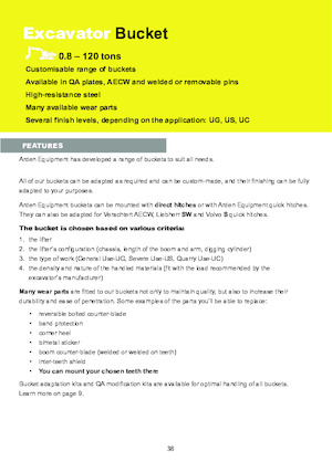 Cucharas de excavadoras Arden R60CT1