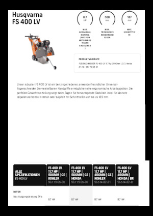 Cortadoras de suelo Husqvarna FS 400 LV