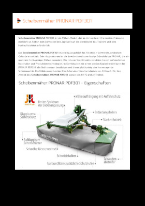 cortadoras frontales, discos sin acondirionadores Pronar PDF 301